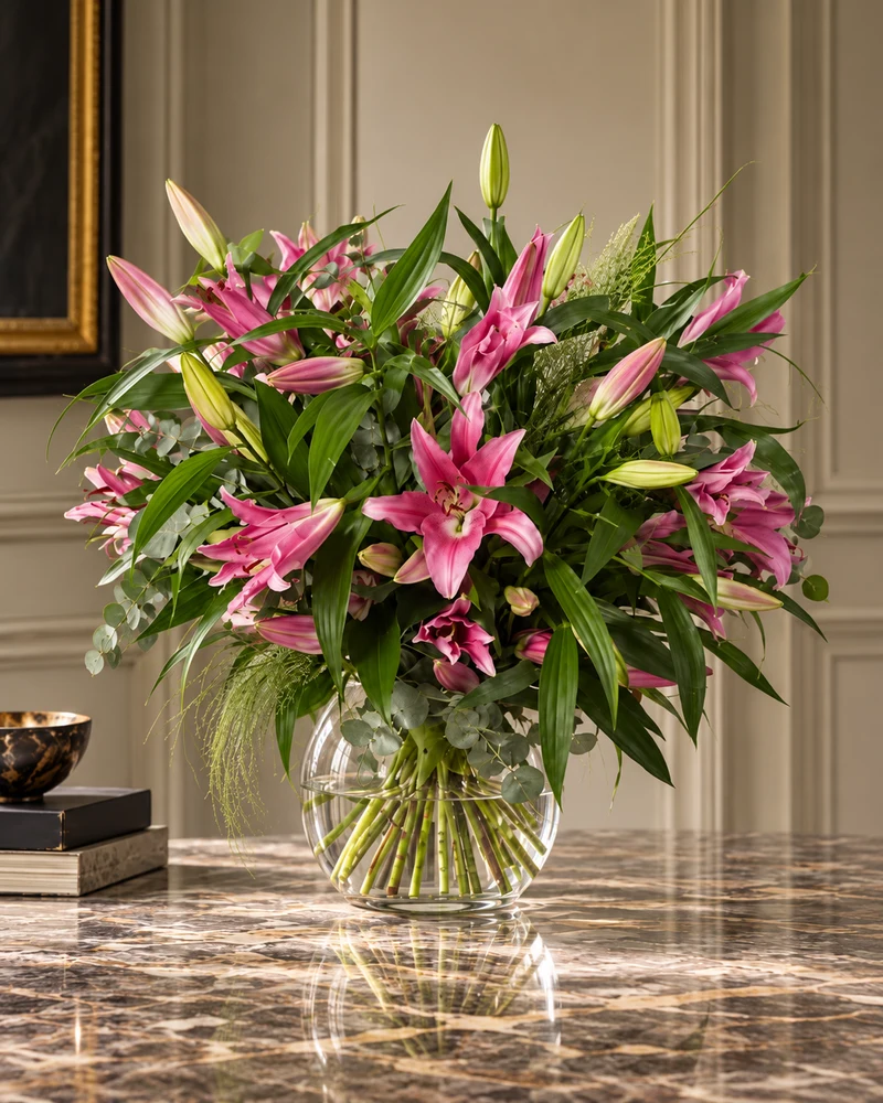 Pink lily bouquet