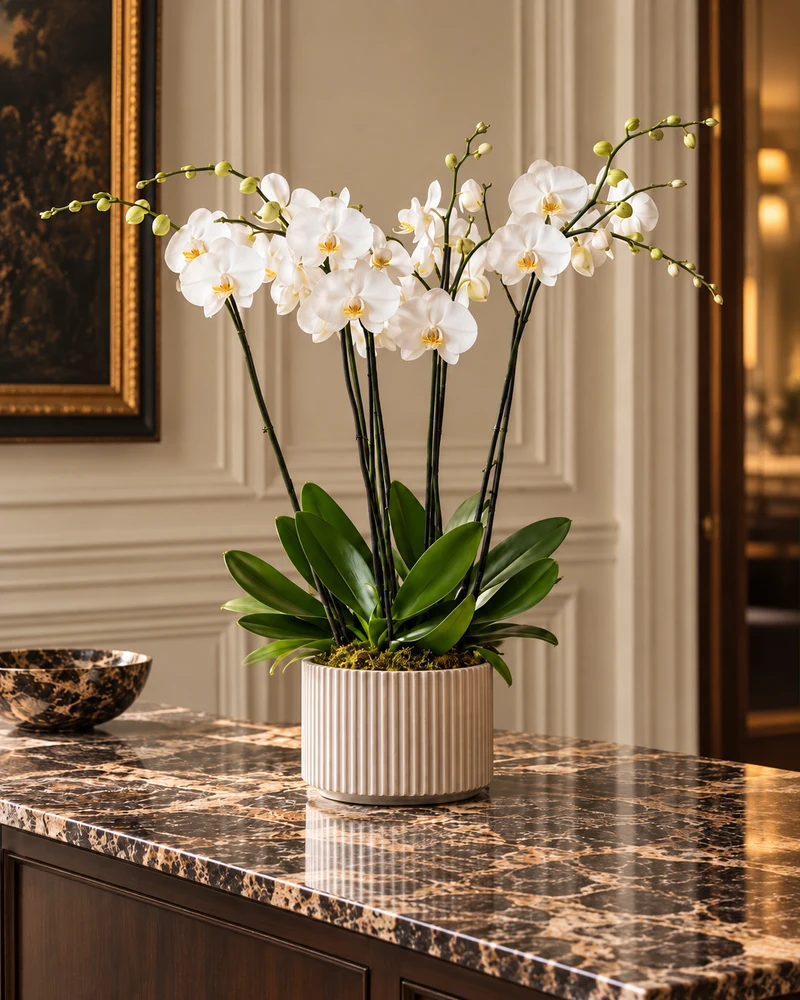 Six-stem orchid arrangement