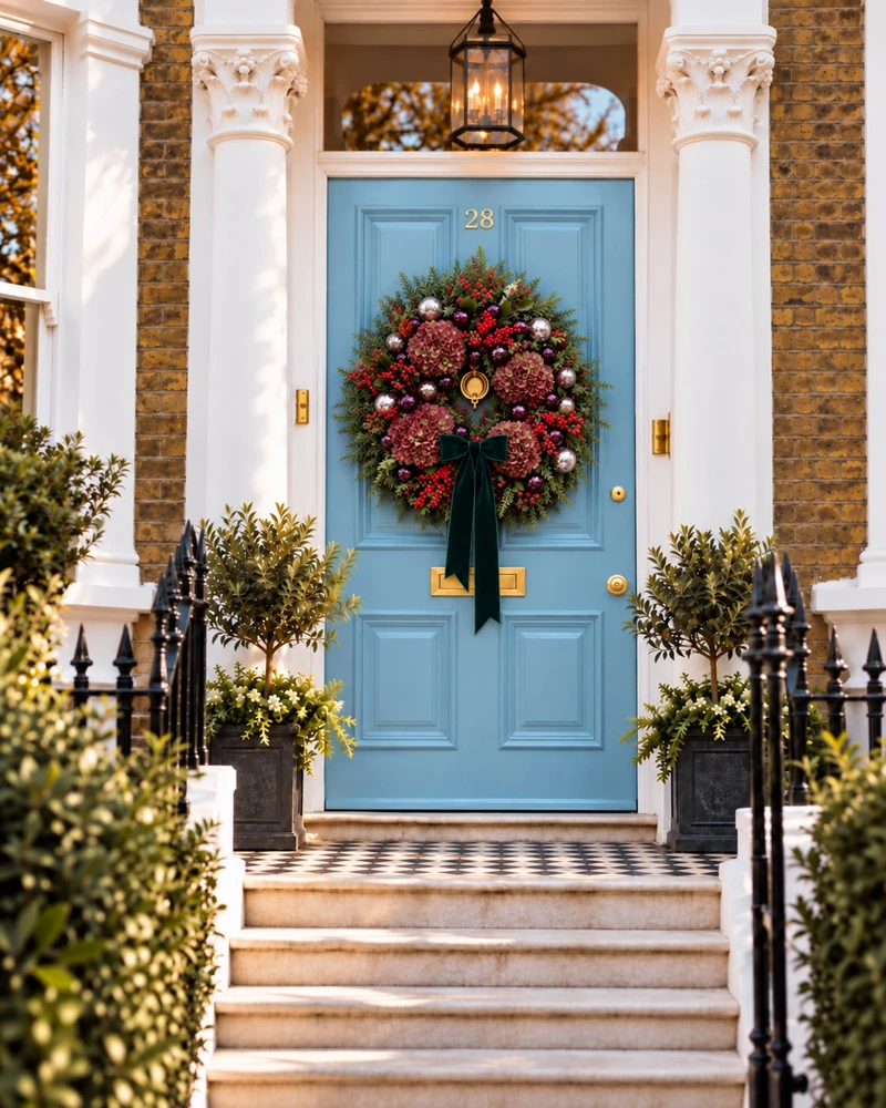 The Winter Jewel on a blue front door, The Townhouse – 45 cm